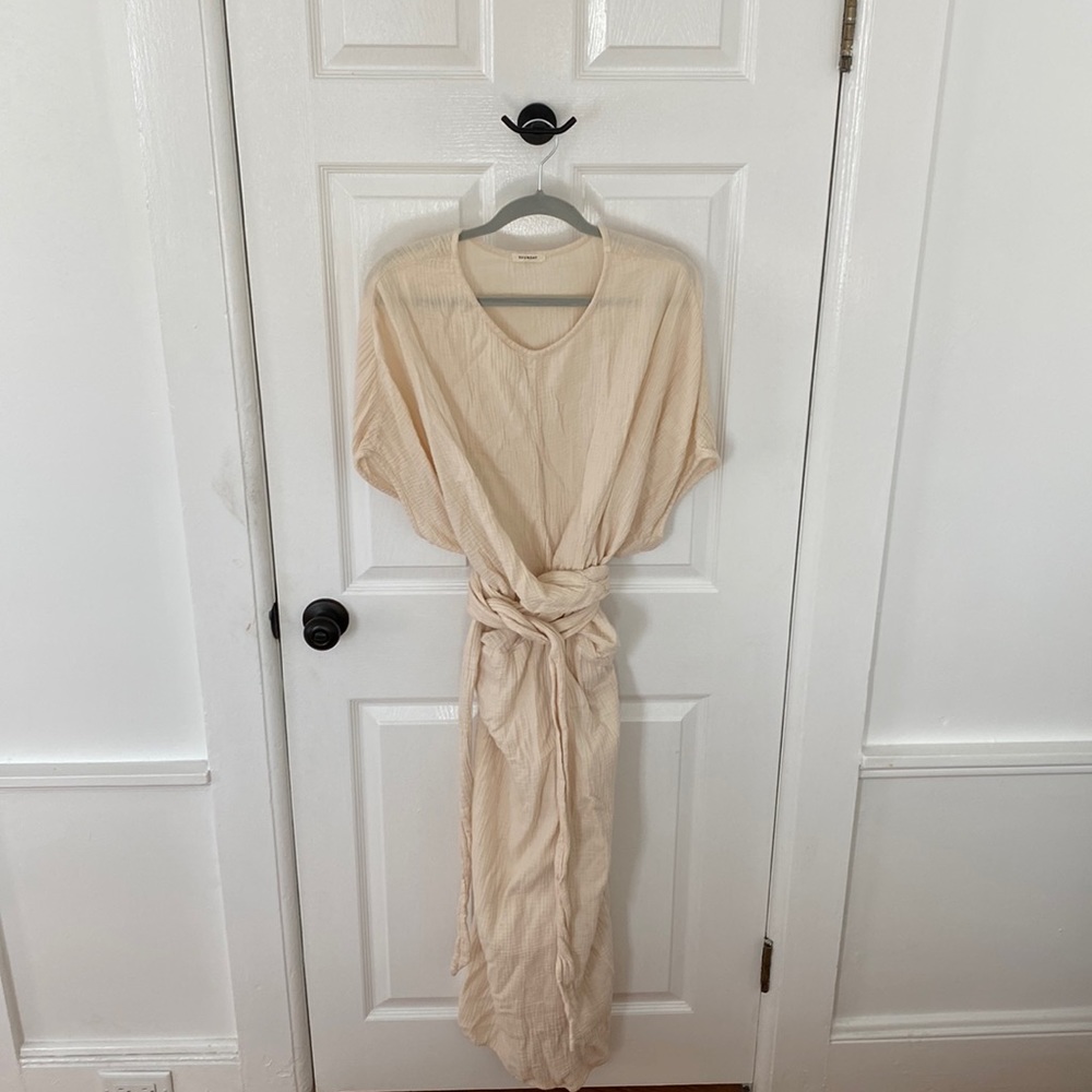 Gauzy cream-colored SUUNDAY tie-front dress